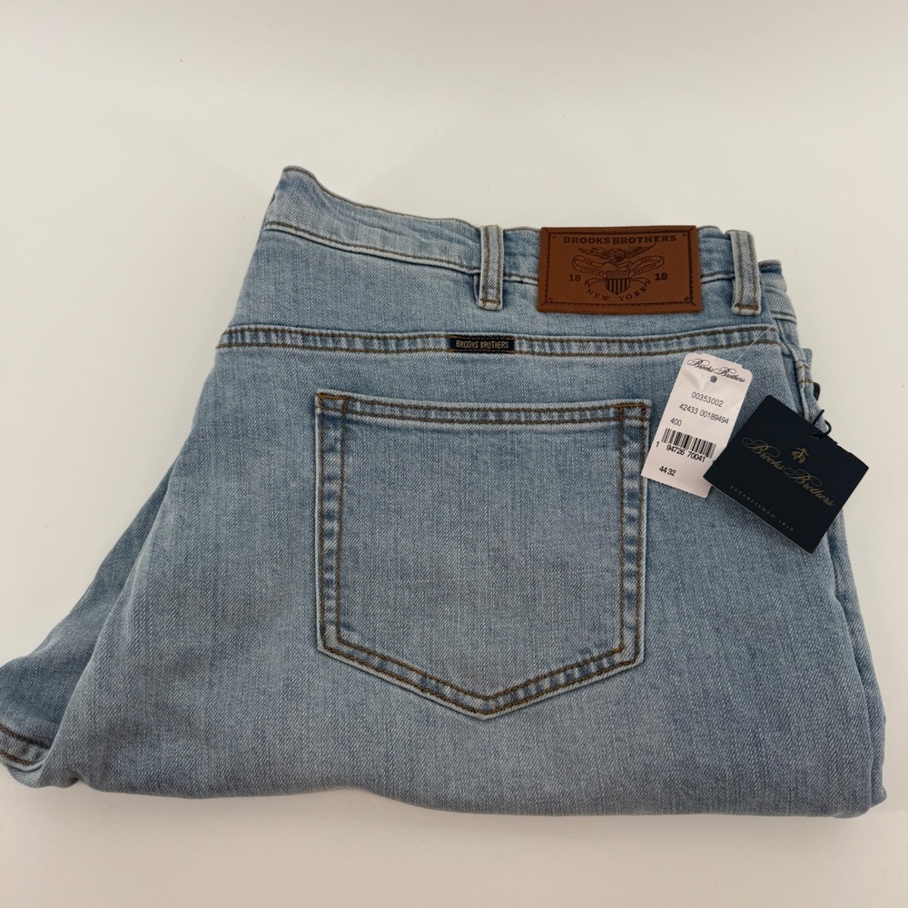 Brooks Brothers Mens Light Wash Stretch Denim Jeans 44x32 Blue 00353002 NWT